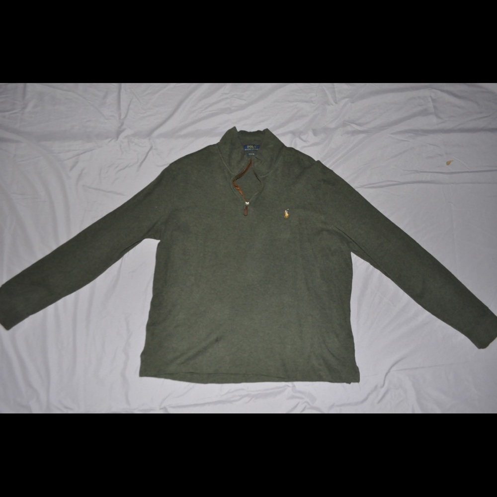 Polo army green zip up pull over  newish